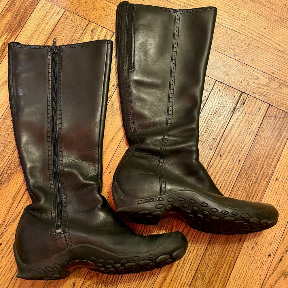 Merrell Plaza Peak black leather boots, size 7.5